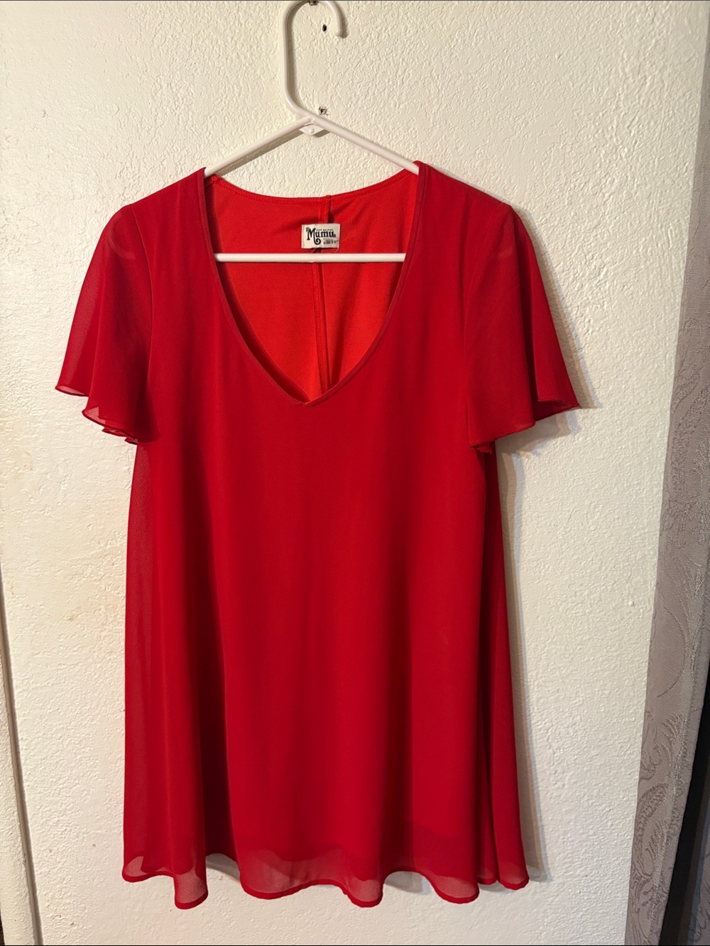 Show Me Your MuMu Red Flutter Sleeve Tunic